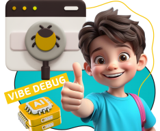 Тестирование & Vibe Debug. Охотники за багами - КИБЕРшкола программирования для детей, компьютерные курсы для школьников, начинающих и подростков - KIBERone г. Новосибирск